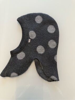 808 Merino Wool Kids Balaclava Helmet Hat Gray Polka Dot